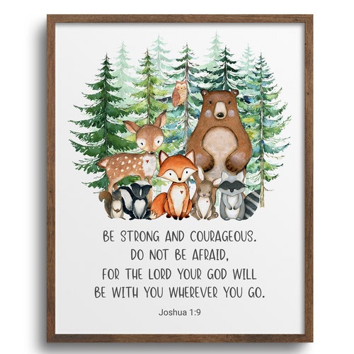 Nursery Bible Verse Print Evergreen Trees Boy Wall Art Christian Gift Woodland Nursery Prints Christian Nursery Wall Art Nursery Decor