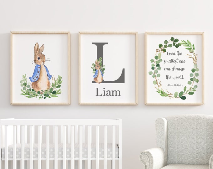 Personalized Baby Name Print, Peter Rabbit Prints, First Initial ...