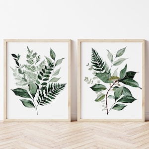 2 Watercolor Foliage Prints, Botanical Prints, Greenery Art, Plant Lover, Home Decor Gift, Leaf Prints, Living Room Decor, Botanical Bouquet