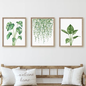 String of Pearls, Monstera Print, Botanical Print Set, House Plant Prints, Bedroom Wall Art, Plant Lover Gift, Greenery Artwork, Living Room