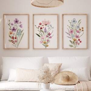 Boho Wildflower Prints, Watercolor Botanical, Floral Printable Art, Gallery Wall Art, Wild Flowers Art, Farmhouse Decor, Modern Home Decor,