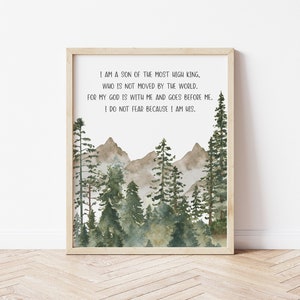 Kid's Bible Verse Woodland Nursery Prints, I am a Son, Christian Nursery Gift, Boy Wall Art, Nursery Decor, Scripture Art, Nursery Wall Art,