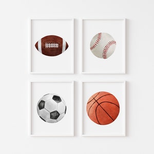 Sports Nursery Prints, Football Baseball Basketball Soccer, Printable Sports Art, Boys Room Decor, Teenage Boys Wall Art, Playroom Wall Art,