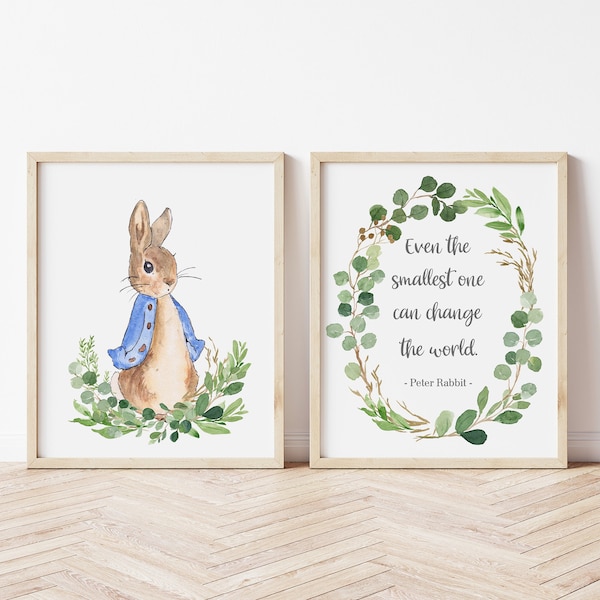 Peter Rabbit Nursery Prints, Even the smallest one can change the world, Peter Rabbit Quote, Nursery Wall Decor, Custom Baby Gift, Kids Room