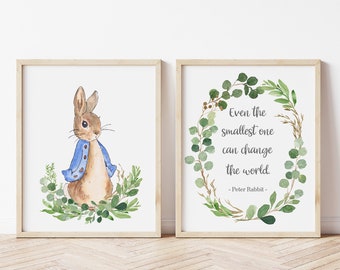Peter Rabbit Nursery Prints, Even the smallest one can change the world, Peter Rabbit Quote, Nursery Wall Decor, Custom Baby Gift, Kids Room