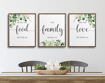 Bless the food before us Prints, Family Dining Room, Home Decor, Kitchen Wall Art, Kitchen Art Prints, Kitchen Signs, Bible Verse Wall Art,