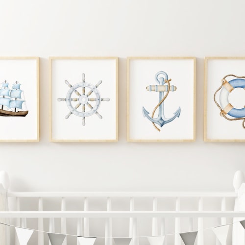 Set of 6 Baby Boy Nautical Nursery Wall Art Printable - Etsy
