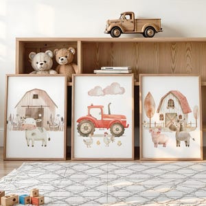 Bauernhof Kinderzimmer Drucke, Tiere auf dem Bauernhof, rustikale Barnyard Wanddekoration, Bauernhaus Kunst Gartenbau Poster, Bauernhof Wanddekoration, Kuh Schwein Instant Download