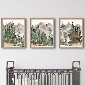 Woodland Nursery Prints, Wildlife Prints, Nature Wall Decor, Boy Wall Art, Nursery Decor, Boy Woodland Nursery Wall Art, Woodland Animals,