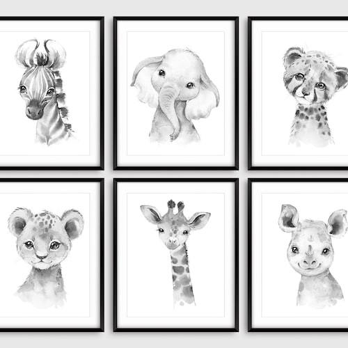 Black and White Nursery Animal Prints PRINTABLE Safari Nursery Etsy