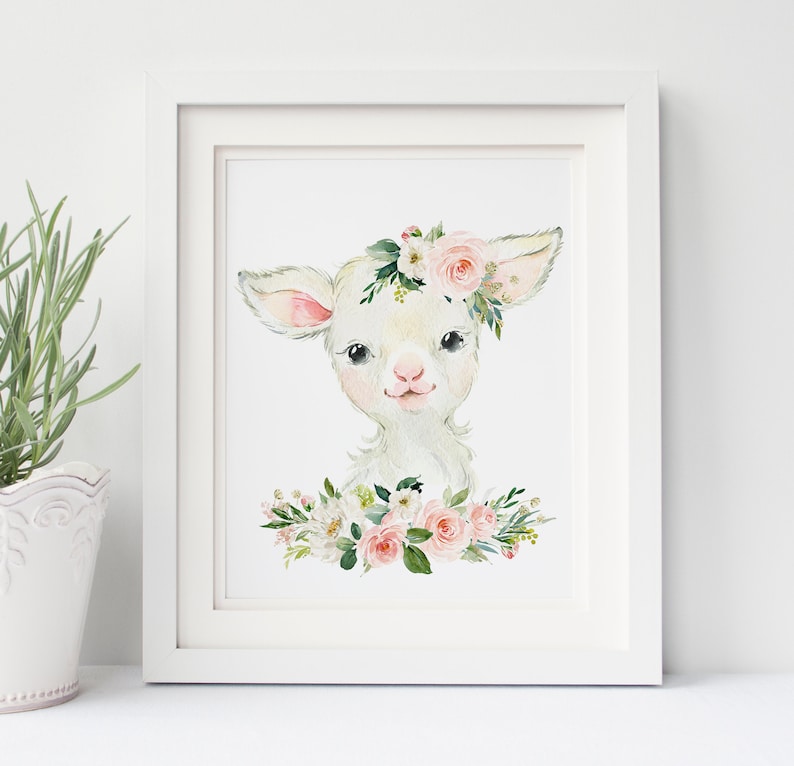 Baby Cadeau Konijn Lam Koe Paard Kraam Cadeau Boerderij Dieren Babykamer Printen Kunst aan de muur Dieren Posters Kinderkamer Decor