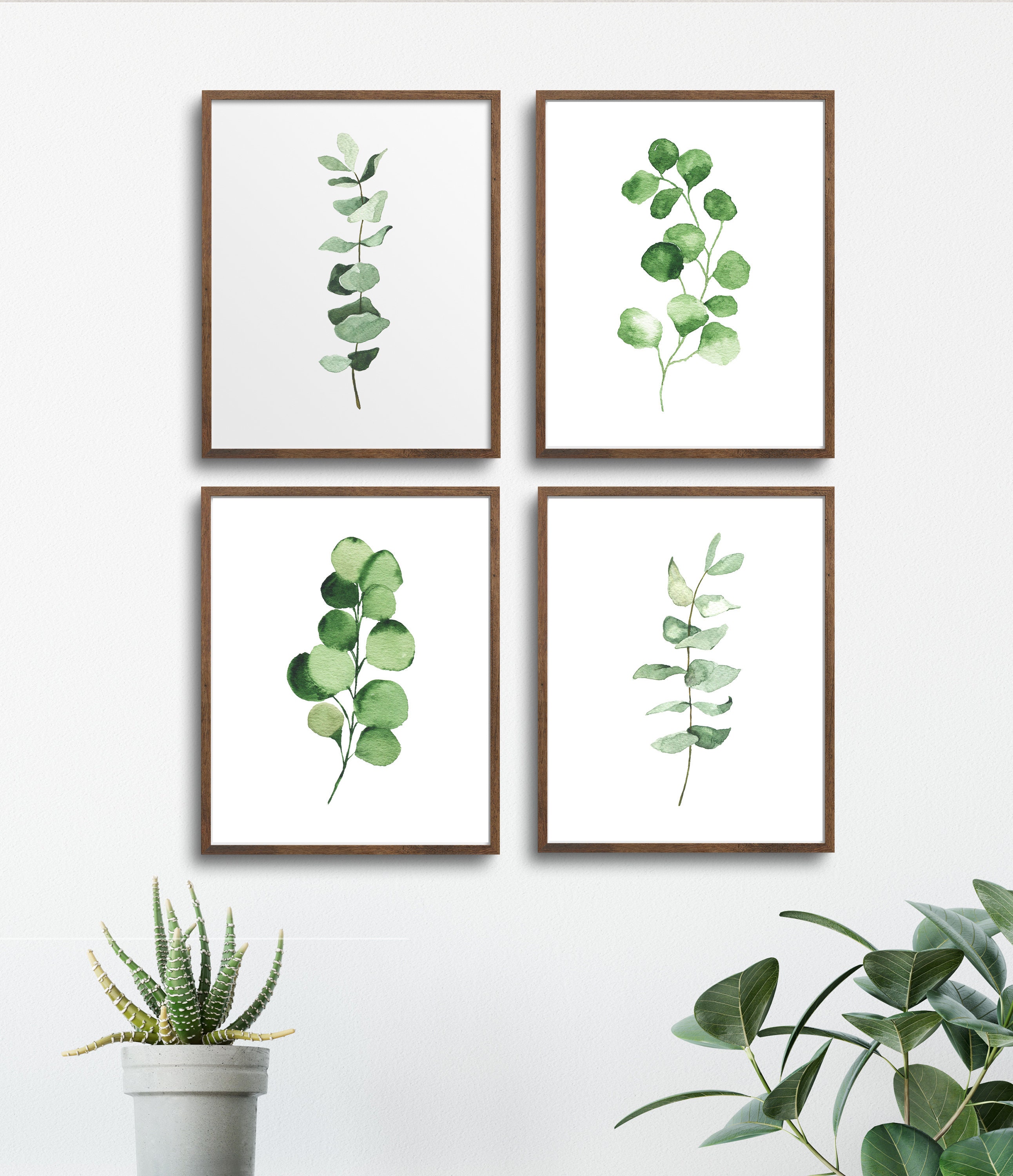 4 Eucalyptus Prints Living Room Decor Botanical Prints Etsy