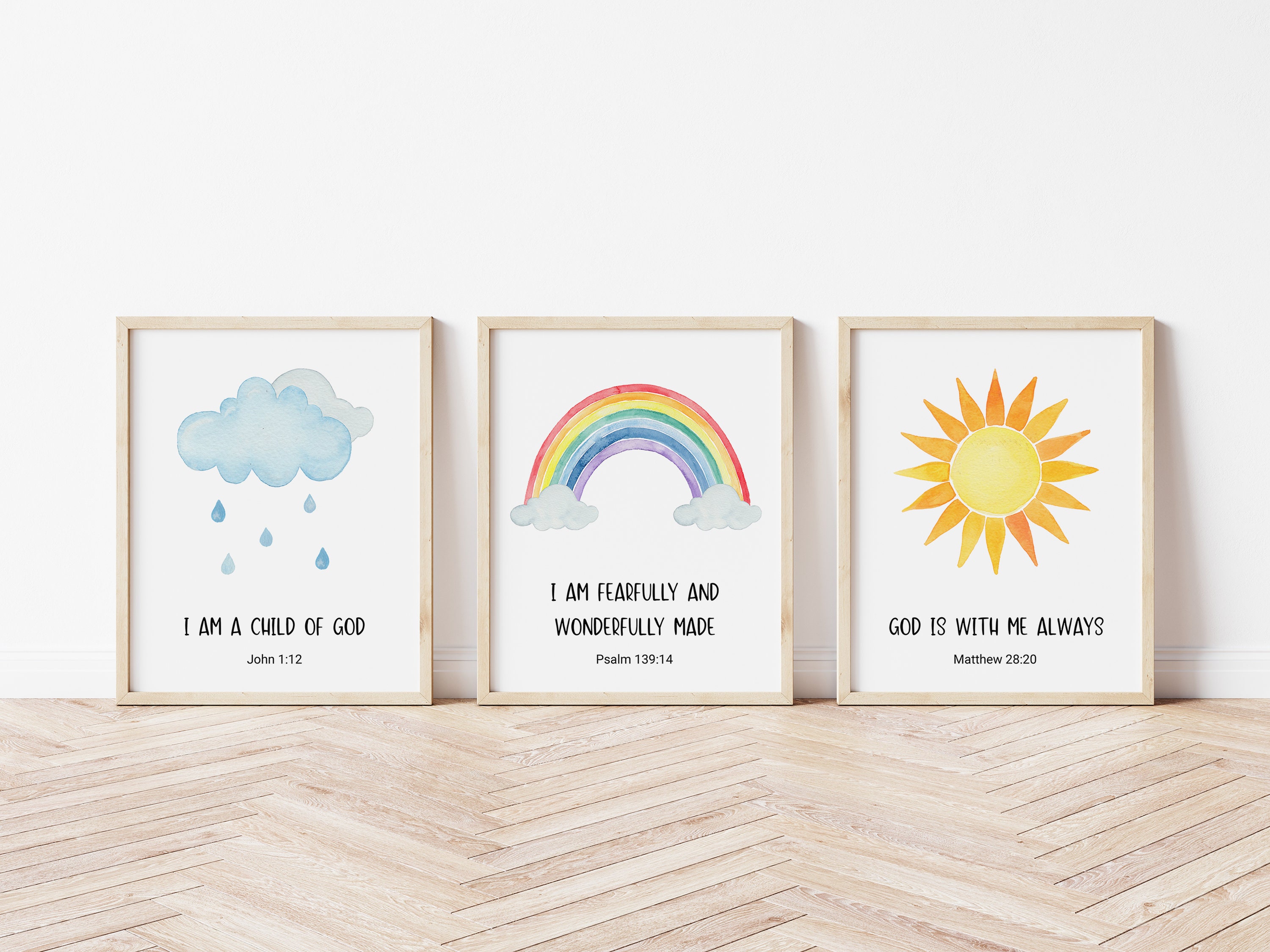 Bible Verse Rainbow Baby Nursery Prints Baby Nursery Wall Art Etsy