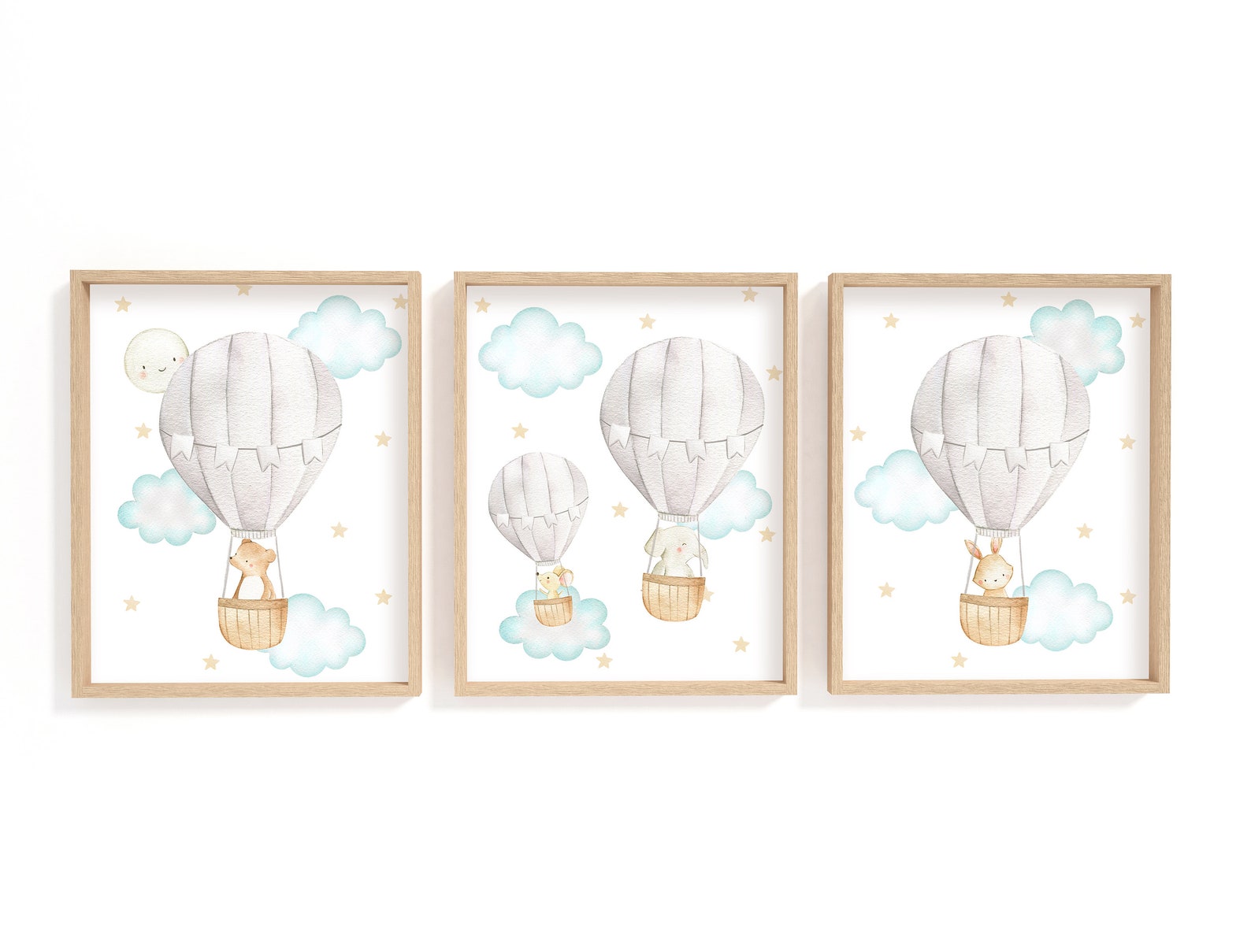 Hot Air Balloon Nursery Prints, Gender Neutral Nursery Wall Decor ...