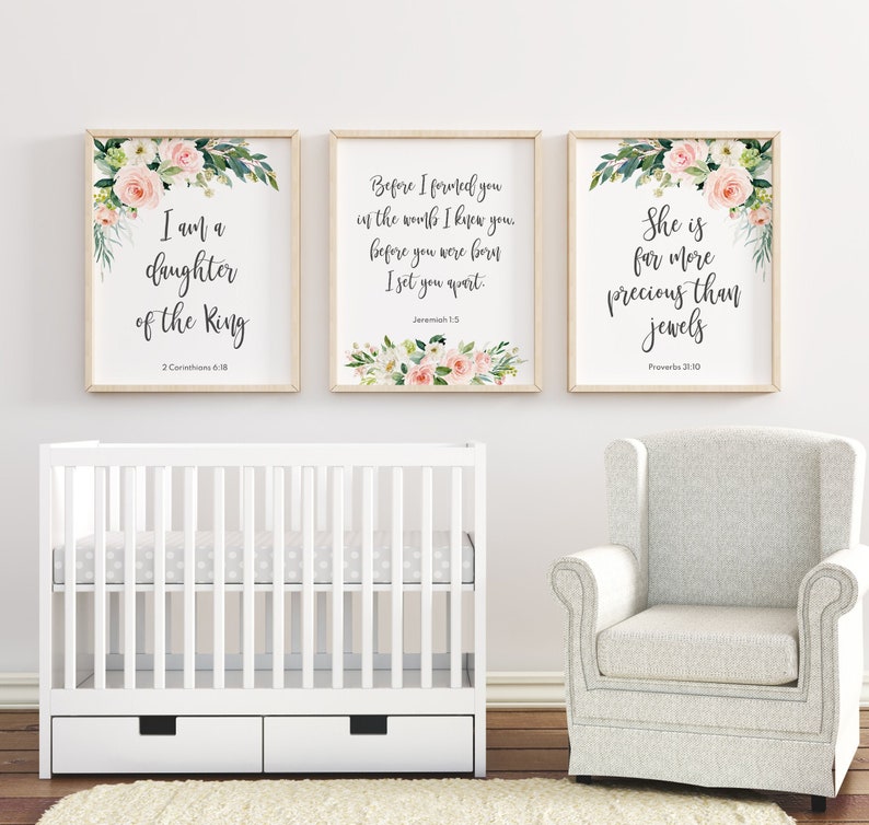 Baby Girl Nursery Bible Verses Christian Nursery Bible Print Etsy