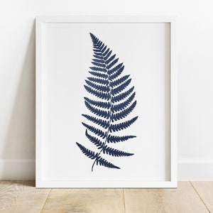 Set of 3 Fern Leaf Prints, Navy Blue Leaf Prints, Botanic Wall Prints ...