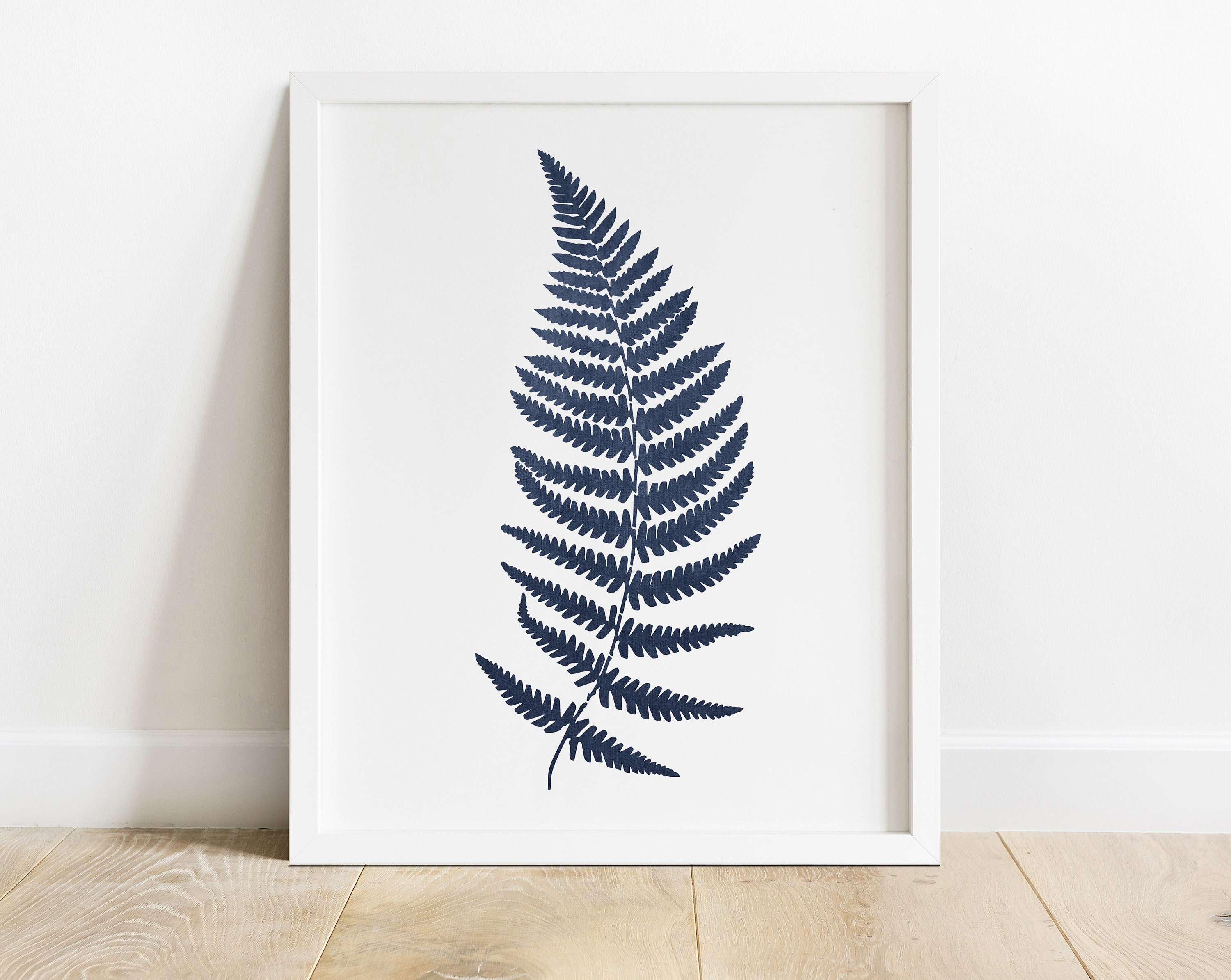 Set of 3 Fern Leaf Prints, Navy Blue Leaf Prints, Botanic Wall Prints ...