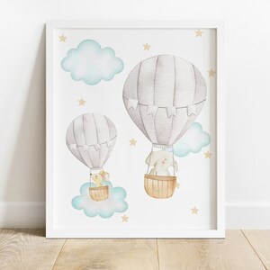 Hot Air Balloon Nursery Prints, Gender Neutral Nursery Wall Decor ...
