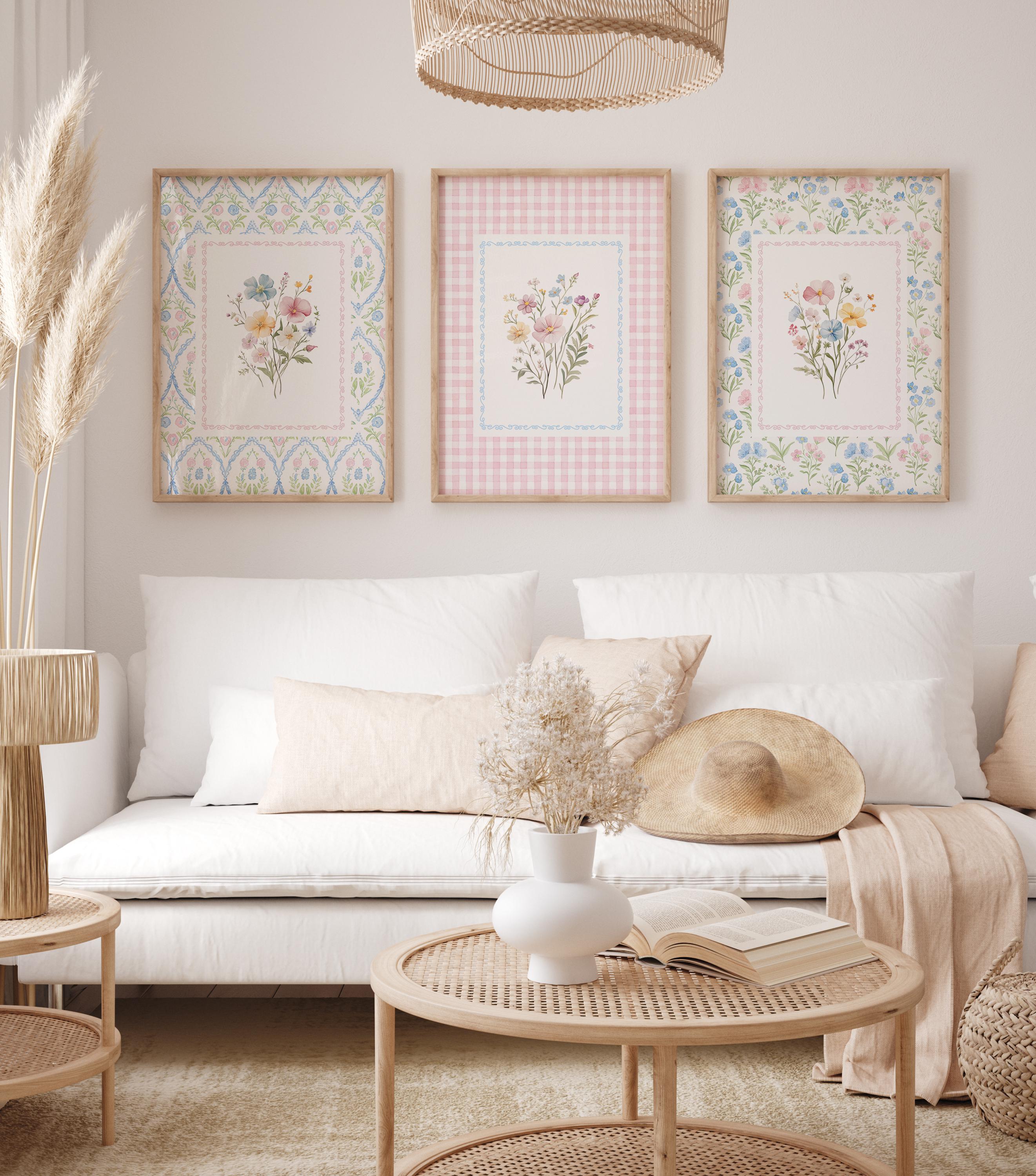 Set of 3 Wildflower Nursery Print, Grandmillenial Baby Girl Room Decor ...