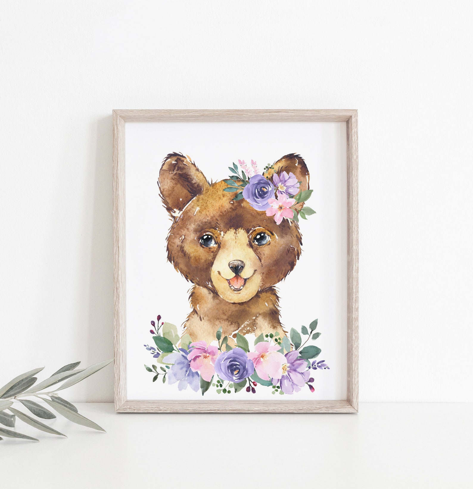 Baby Girl Nursery Wall Art, Lavender Pink Floral Prints, Woodland ...