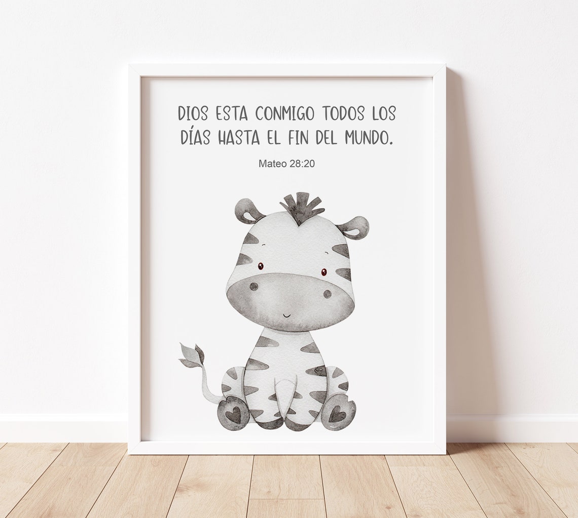 Set of 4 Spanish Kid's Bible Verse Prints Safari Animal - Etsy
