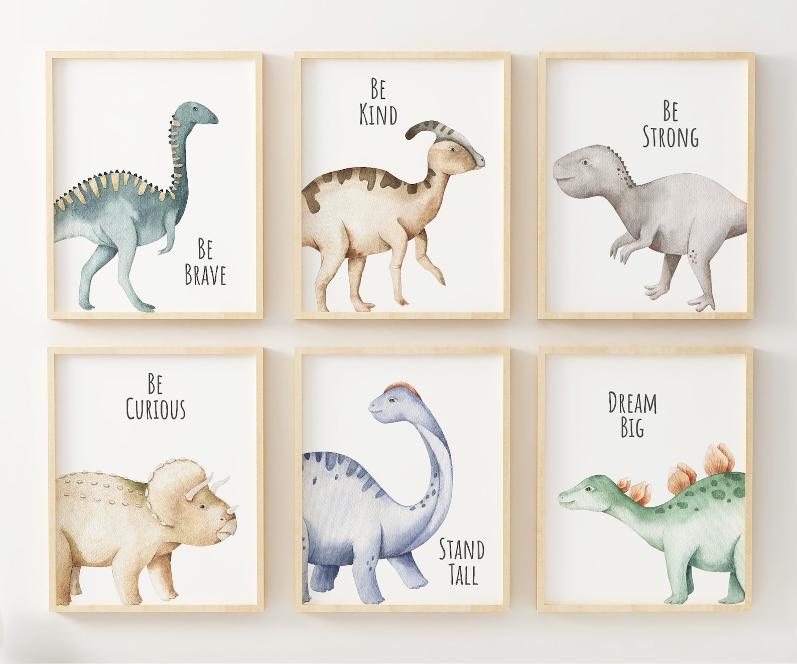 Set of 6 Boy Nursery Dinosaur Prints, Nursery Wall Art, Dinosaur Decor ...