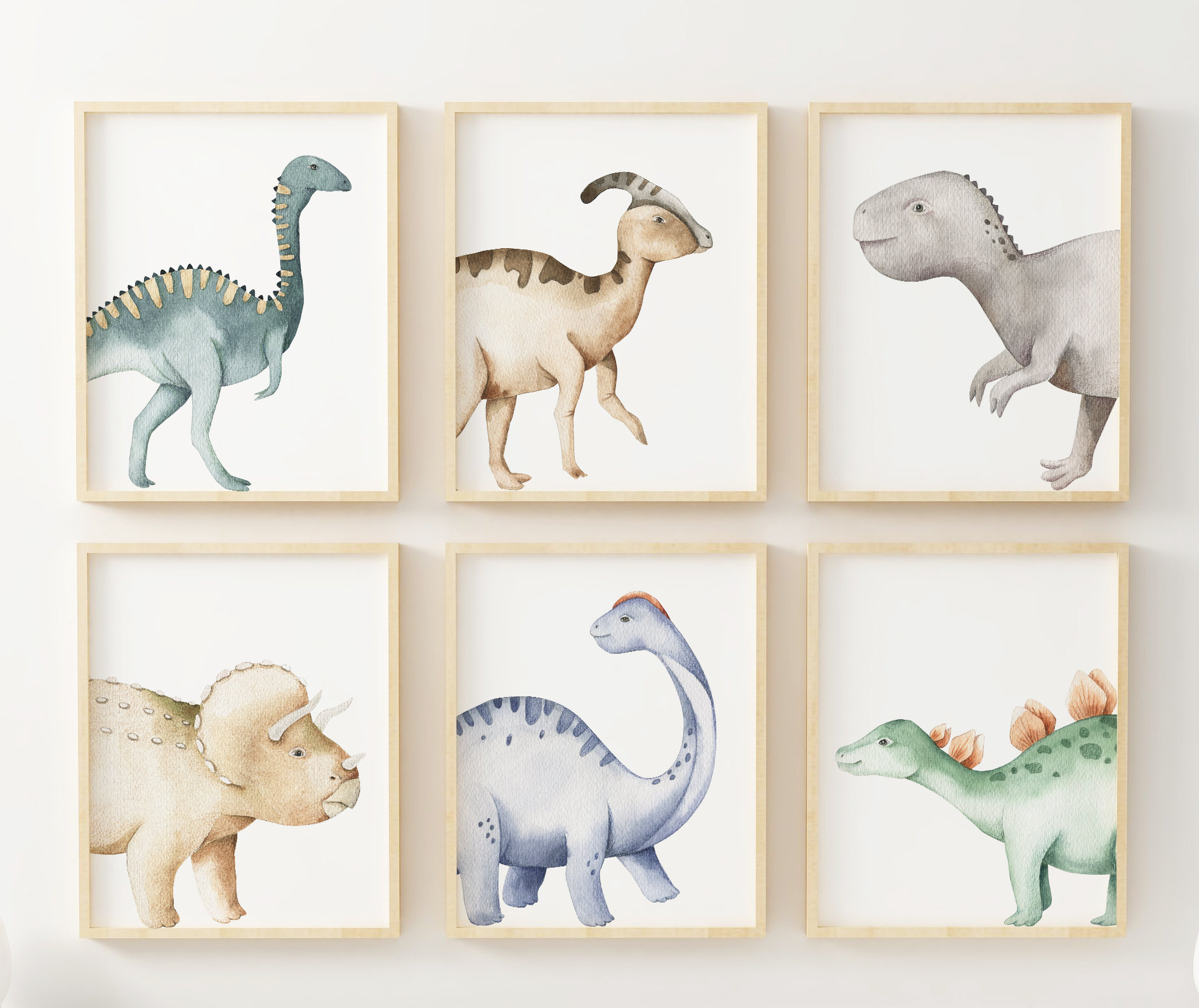 Set of 6 Boy Nursery Dinosaur Prints Nursery Wall Art | Etsy