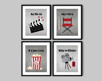 Movie Theater Decor, Printable Wall Art, Home Theater Wall Decor, Movie Posters, Cinema Posters, Movie Lover Gift, Home Decor, Showtime,