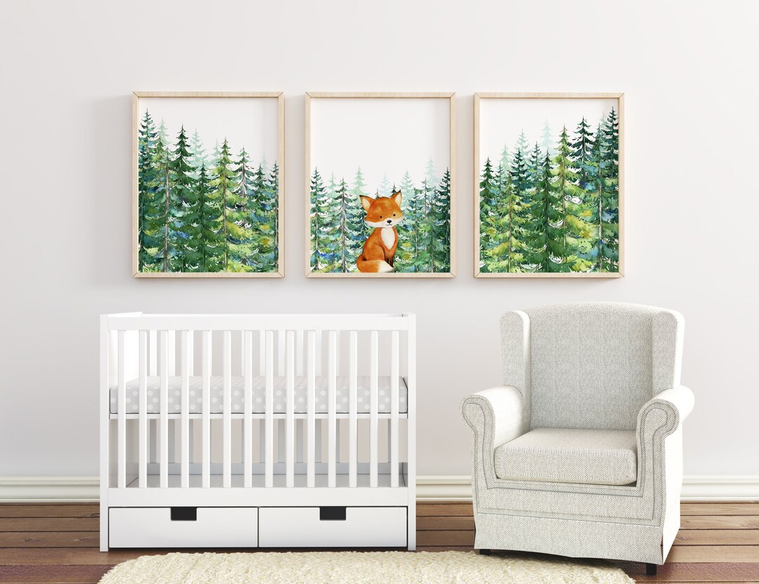 Set of 3 Woodland Nursery Prints Fox Print Wildlife Prints - Etsy