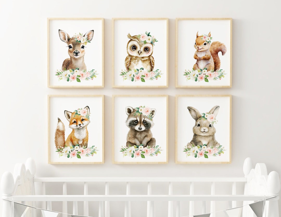 Baby Girl Nursery Wall Art, Woodland Animal Prints, Girls Room Decor ...