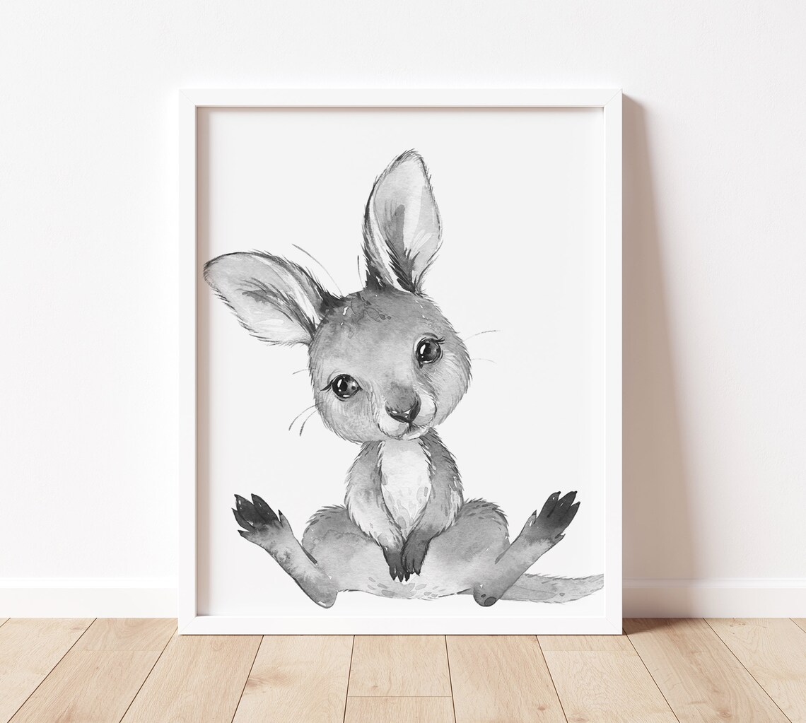 2 Black and White Animal Nursery Prints Australian Animal Etsy