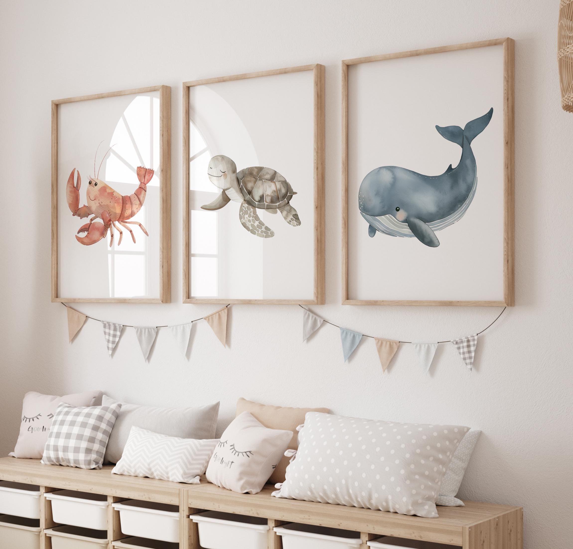 Set of 3 Under the Sea Prints, Sea Nursery Decor, Ocean Baby Animal ...