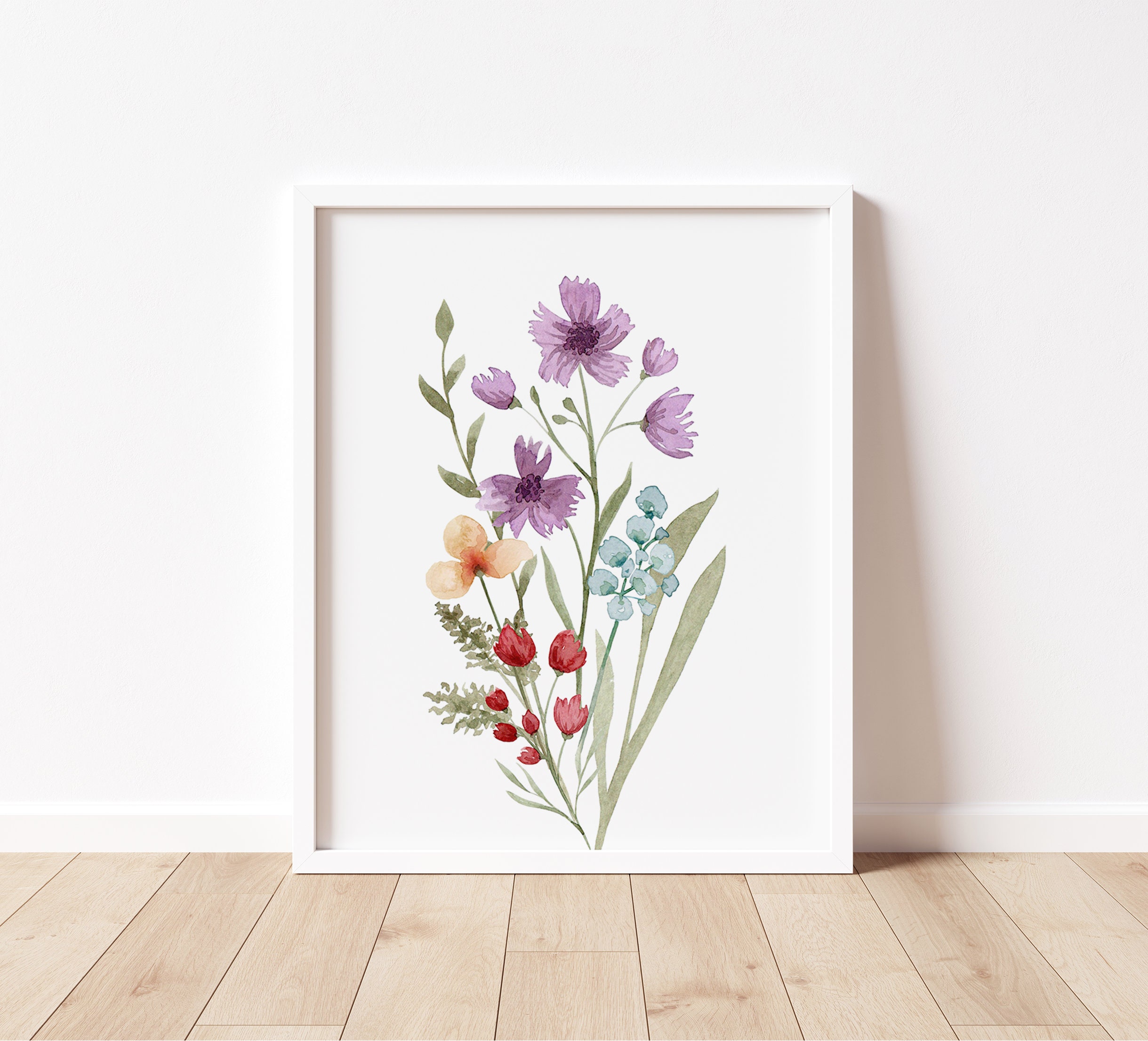 Boho Wildflower Prints, Watercolor Botanical, Floral Printable Art ...