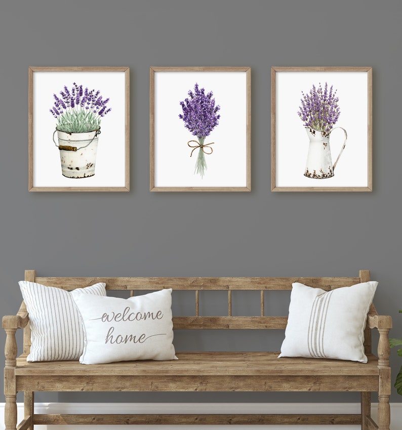 Lavender Prints Watercolor Lavender Wall Art Rustic Etsy