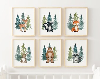 Boy Woodland Nursery Wall Art, Woodland Animals Nursery Print, Woodland Nursery Decor, Forest Animals, Baby Shower Gift, New Mom Gift,