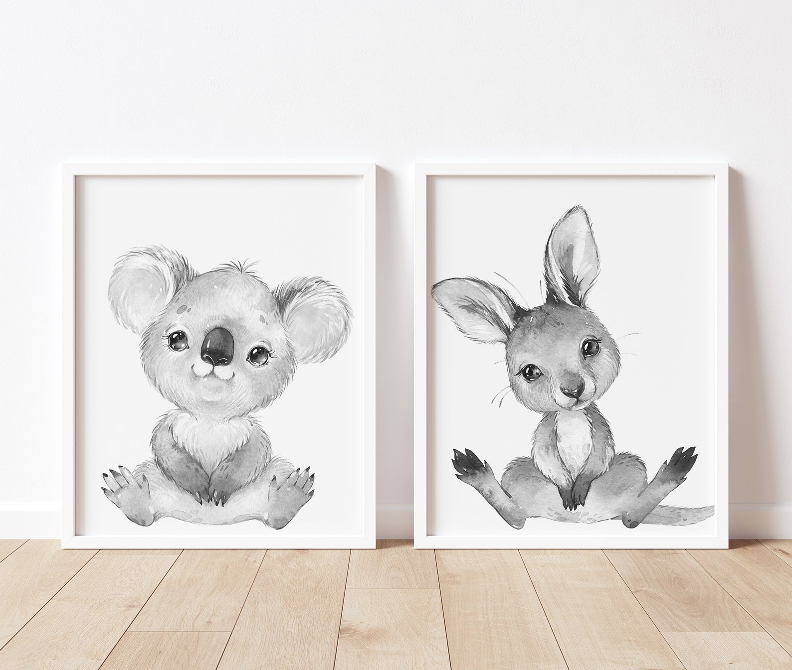 2 Black and White Animal Nursery Prints Australian Animal Etsy