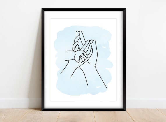 Mama Papa Bebe Manos Linea Arte Impresion Arte De Linea En Etsy