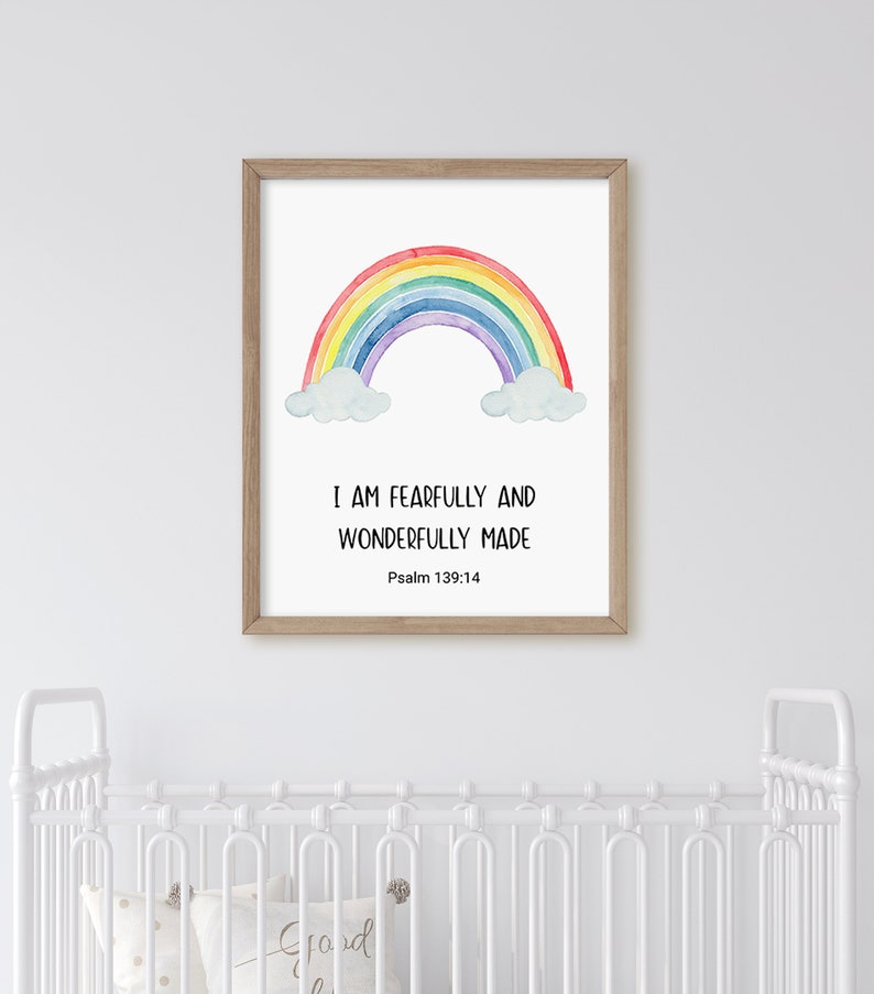 Bible Verse Rainbow Baby Nursery Prints Baby Nursery Wall Art Etsy