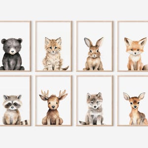 Woodland Animals Nursery Wall Art, Woodland Prints, Woodland Nursery Decor, Kids Gallery Wall Set, Forest Animals Wall Art, Digital Download
