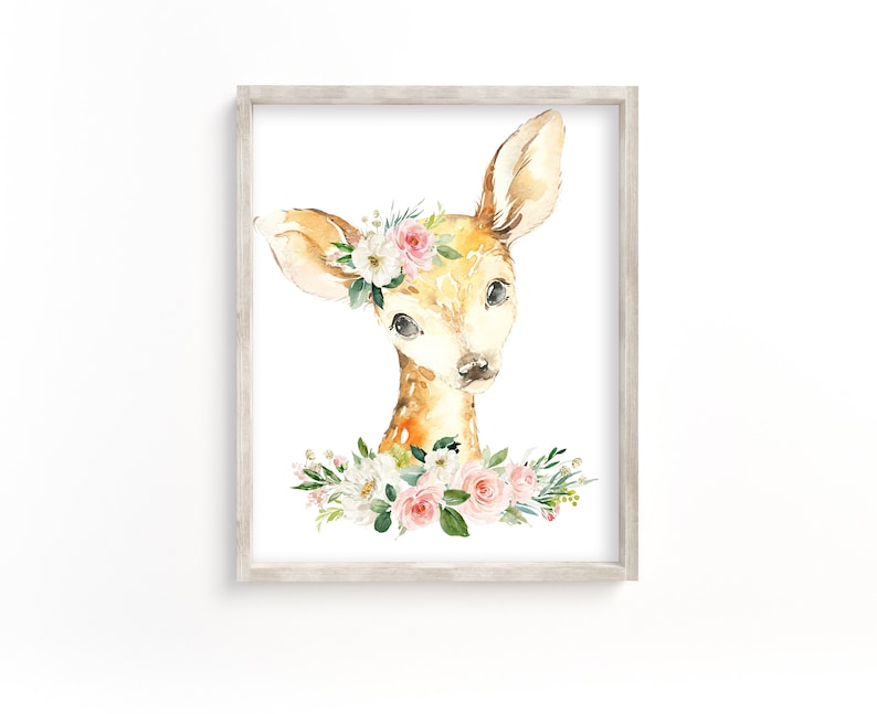 Baby Girl Nursery Wall Art Woodland Animal Prints Girls Room Etsy