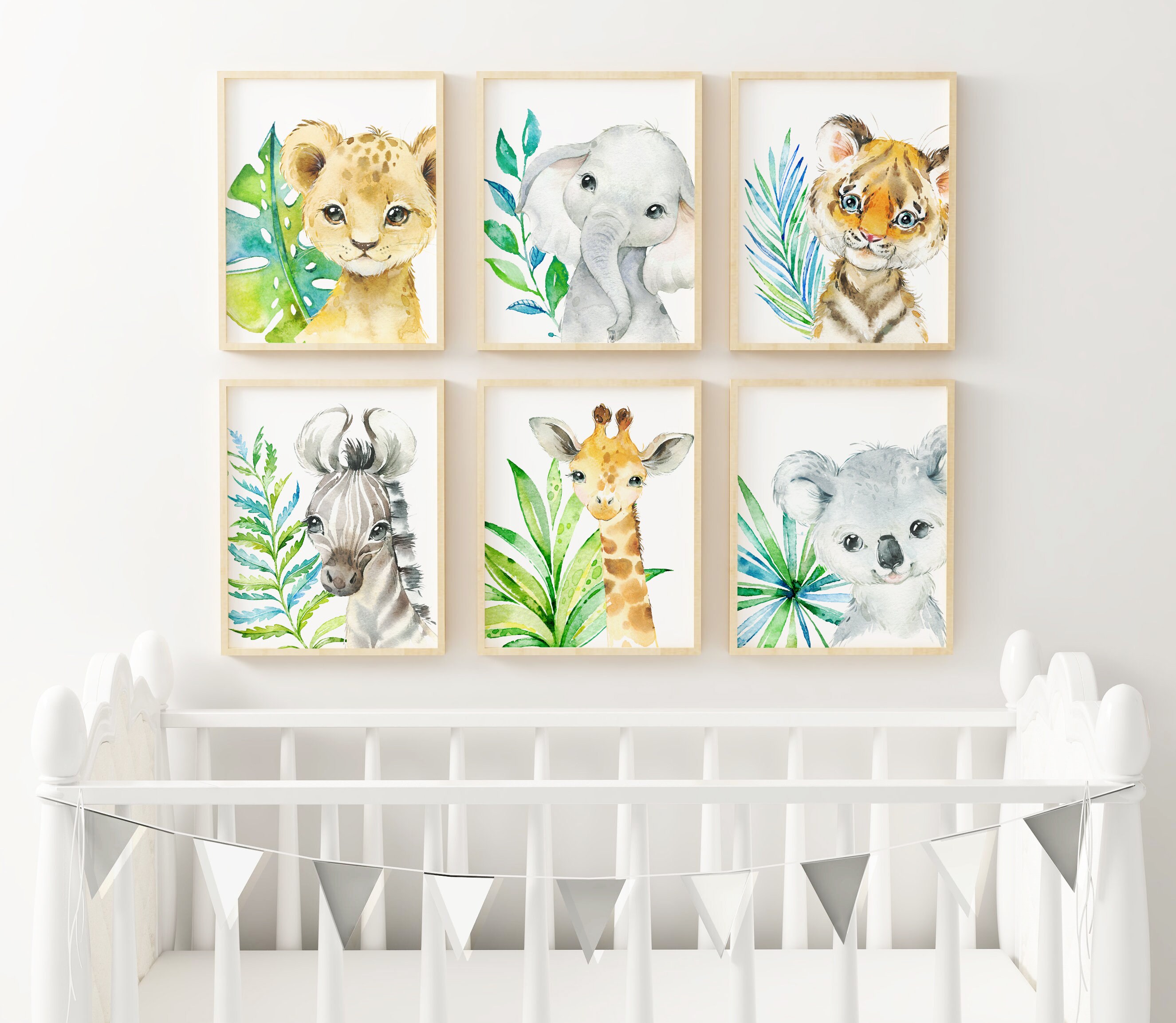 Boys Nursery Safari Animal Prints, Baby Animals, Nursery Wall Decor ...
