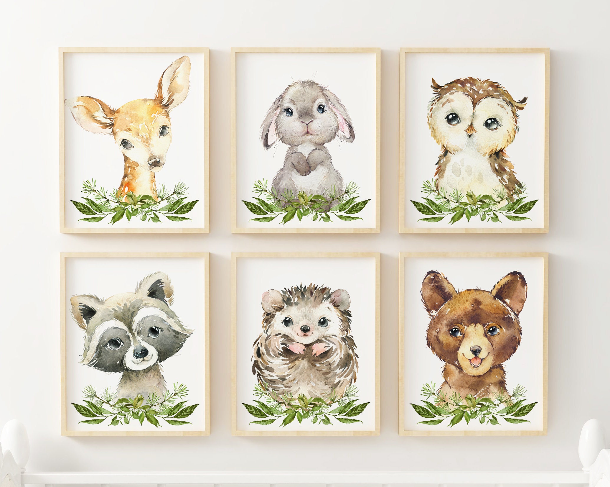 6 Woodland Animal Prints, Nursery Animal Print, Boys Room Decor, Baby ...