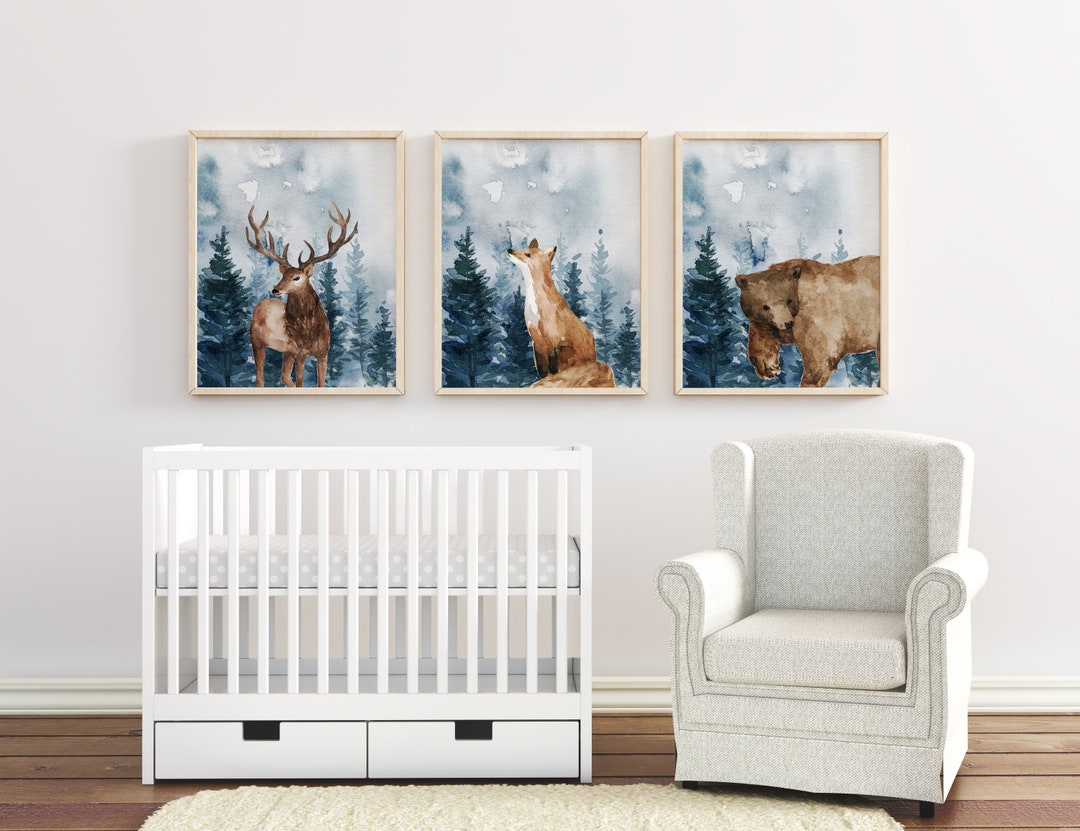 Woodland Animal Prints, Boy Woodland Nursery Prints, Nursery Wall Art ...