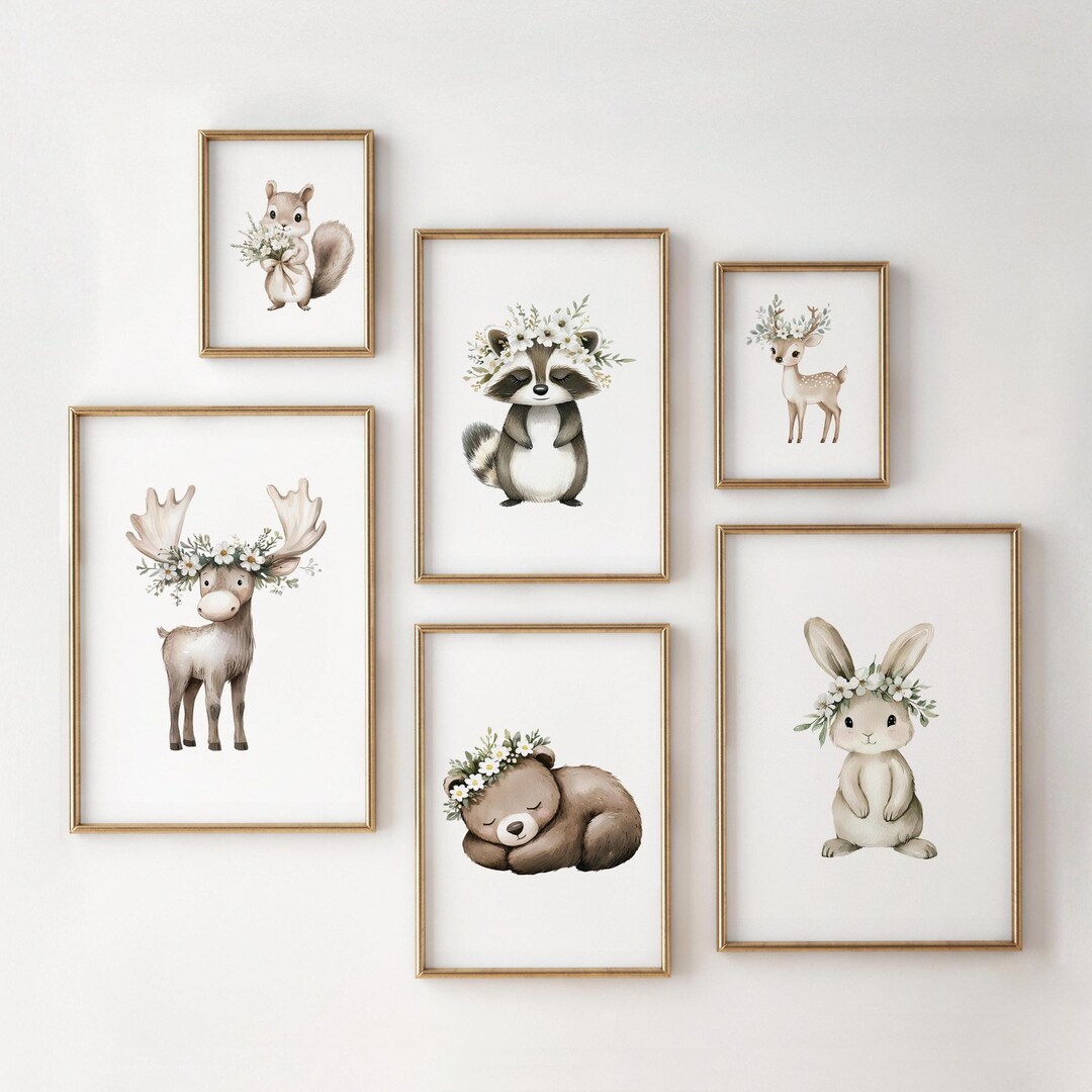 Woodland Animal Prints Set of 6 – Forest Nursery Wall Art - Etsy