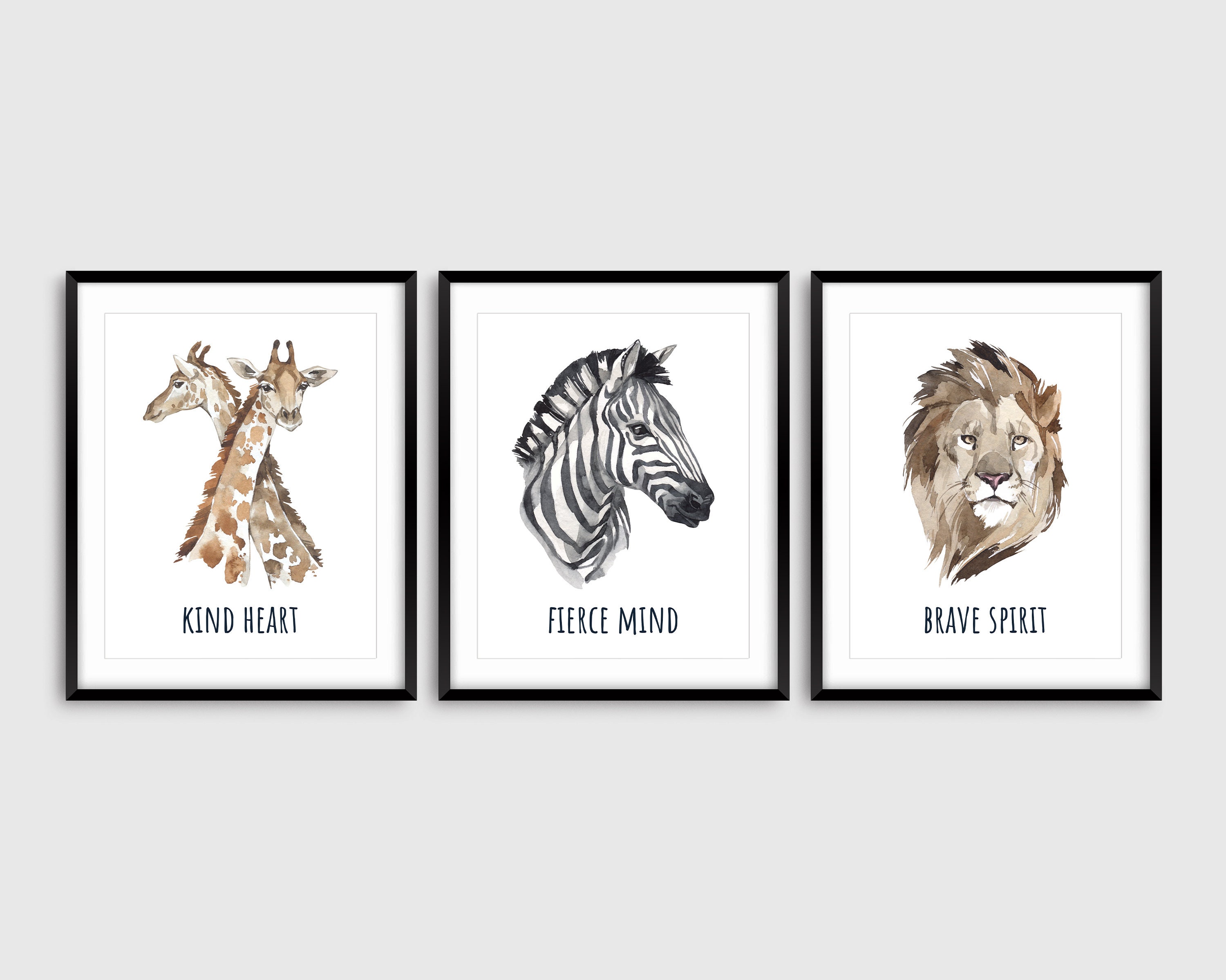 3 Safari Nursery Prints Safari Animals Nursery Decor Jungle Etsy