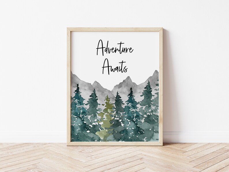 Adventure Awaits, Adventure Nursery Decor, Woodland Nursery Print, Nursery Decor, Wall Art, Tree Print, Printable Wall Art, Digital Download image 4