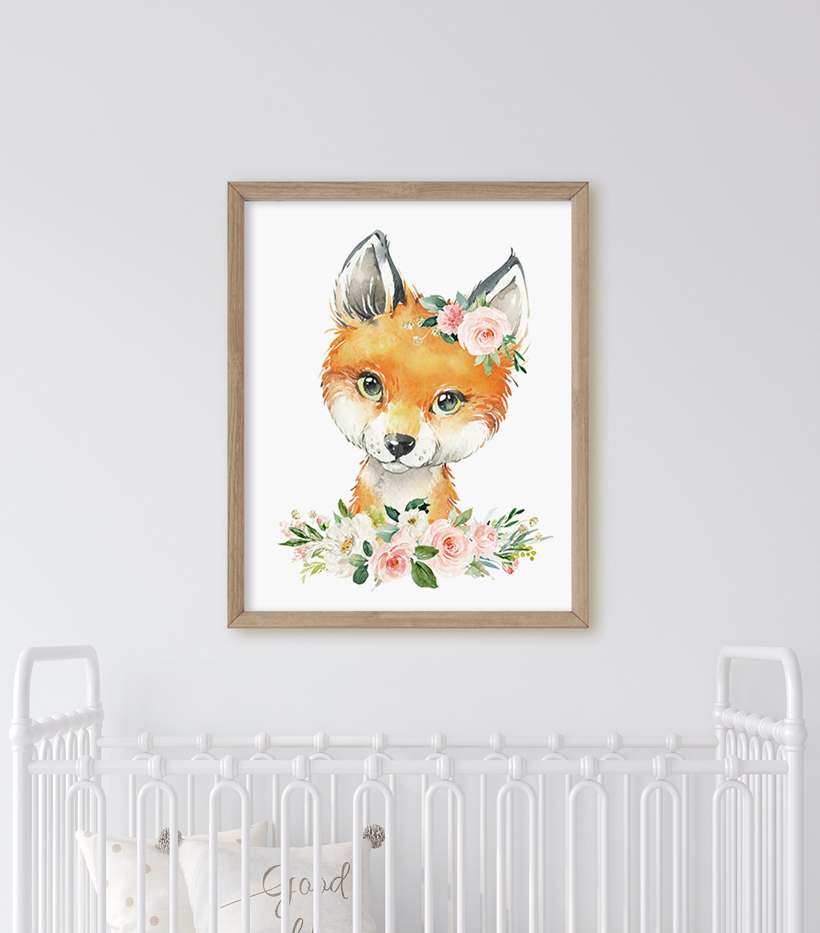 4 Floral Woodland Animal Prints, Baby Girl Nursery Wall Art, Girls Room ...
