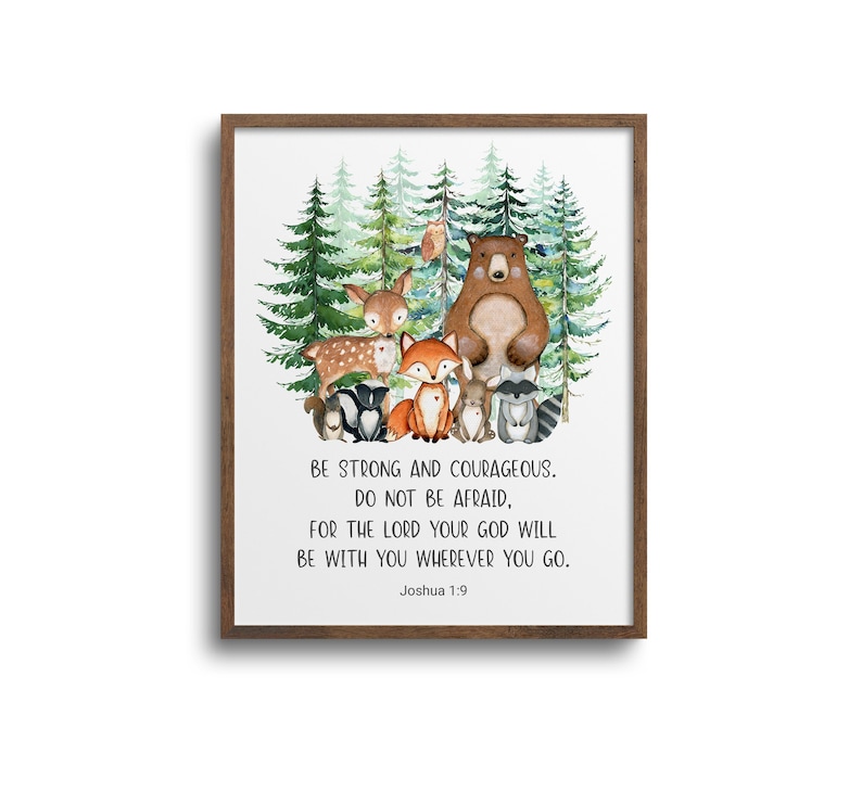 Nursery Bible Verse Print Evergreen Trees Boy Wall Art Christian Gift Woodland Nursery Prints Christian Nursery Wall Art Nursery Decor