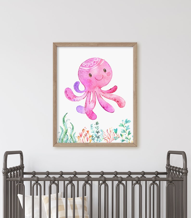 Girl Nursery Mermaid Prints Nursery Wall Decor Turtle Etsy