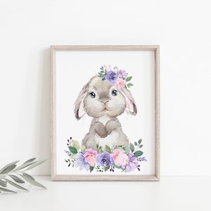 Baby Girl Nursery Wall Art, Lavender Pink Floral Prints, Woodland ...